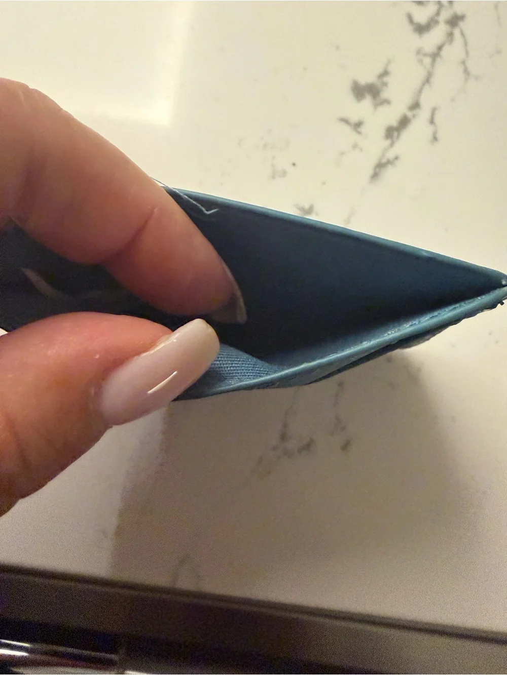 Mango Blue Croc-Embossed Card Holder